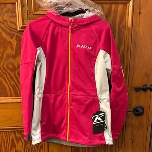 Klim Pink and White Evolution Hoodie zip up Jacket